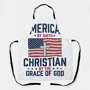 Amerikaanse Christelijke Vlag Kruis Vintage T-shir Schort
