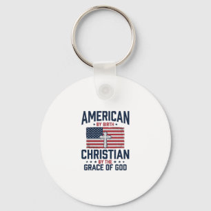 Amerikaanse Christelijke Vlag Kruis Vintage T-shir Sleutelhanger
