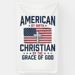 Amerikaanse Christelijke Vlag Kruis Vintage T-shir Spandoek