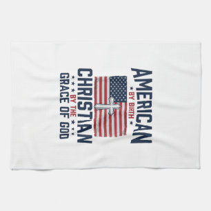 Amerikaanse Christelijke Vlag Kruis Vintage T-shir Theedoek