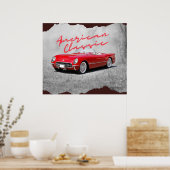 Amerikaanse Classic  Red Convertible Faux Canv Poster (Keuken)