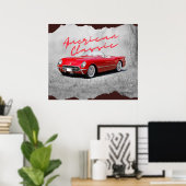 Amerikaanse Classic  Red Convertible Faux Canv Poster (Thuiskantoor)
