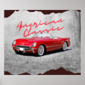 Amerikaanse Classic  Red Convertible Faux Canv Poster (Voorkant)