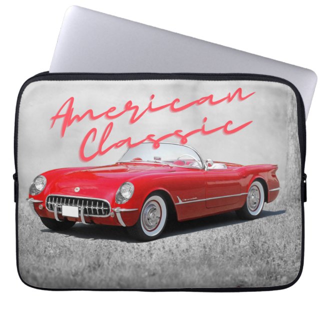 Amerikaanse Classic  Red Convertible Laptop Sleeve (Voorkant)