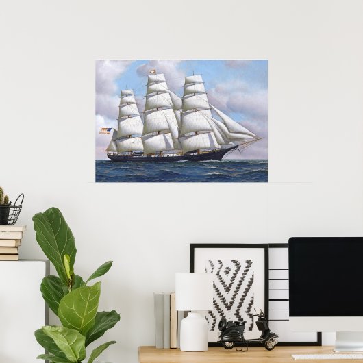 Amerikaanse Clipper Ship Flying Cloud Print (Thuiskantoor)