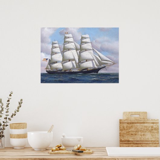 Amerikaanse Clipper Ship Flying Cloud Print (Keuken)