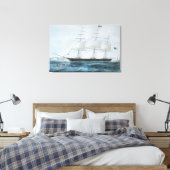 Amerikaanse Clipper Ship Nightingale in New York Canvas Afdruk (Insitu (Slaapkamer))