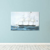 Amerikaanse Clipper Ship Nightingale in New York Canvas Afdruk (Insitu (Houten vloer))