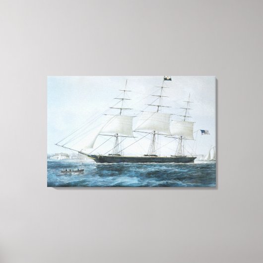 Amerikaanse Clipper Ship Nightingale in New York Canvas Afdruk (Voorkant)