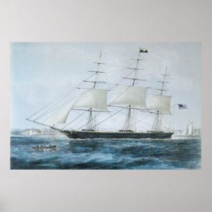Amerikaanse Clipper Ship Nightingale in New York Poster