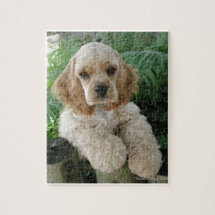 Amerikaanse Cocker Spaniel Dog en Green Fern Legpuzzel