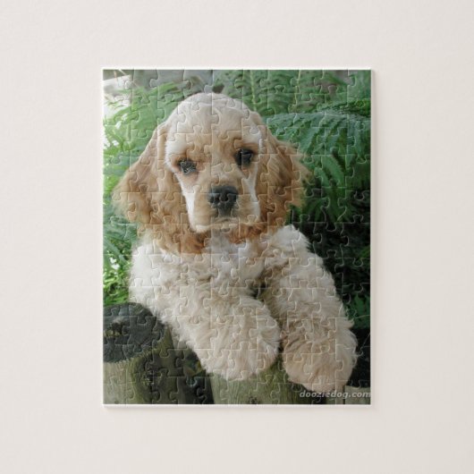 Amerikaanse Cocker Spaniel Dog en Green Fern Legpuzzel (Verticaal)