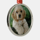 Amerikaanse Cocker Spaniel Dog en Green Fern Metalen Ornament (Rechts)