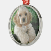 Amerikaanse Cocker Spaniel Dog en Green Fern Metalen Ornament (Links)
