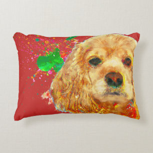 Amerikaanse Cocker Spaniel en waterverf Accent Kussen