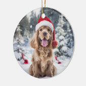 Amerikaanse Cocker Spaniel Hond Kerstmis Keepsake Keramisch Ornament (Links)