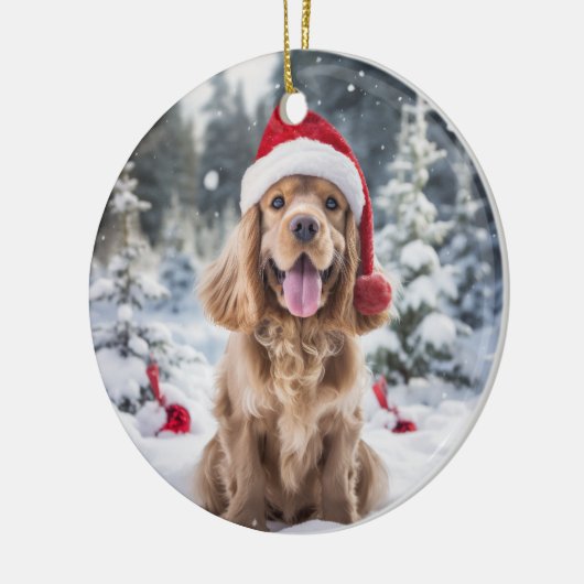 Amerikaanse Cocker Spaniel Hond Kerstmis Keepsake Keramisch Ornament (Links)