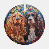 Amerikaanse Cocker Spaniel Honden gekleurd Glas Ornament (Achterkant)