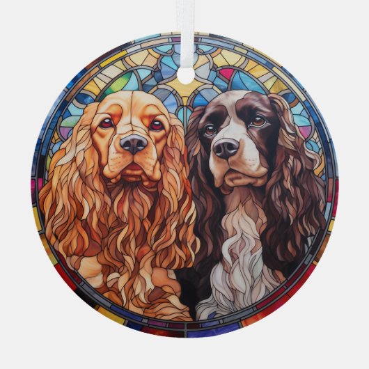 Amerikaanse Cocker Spaniel Honden gekleurd Glas Ornament (Achterkant)