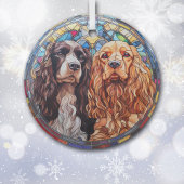 Amerikaanse Cocker Spaniel Honden gekleurd Glas Ornament