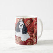 Amerikaanse Cocker Spaniel in rode stoel Koffiemok (Voorkant rechts)