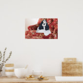 Amerikaanse Cocker Spaniel in rode stoel Poster (Keuken)
