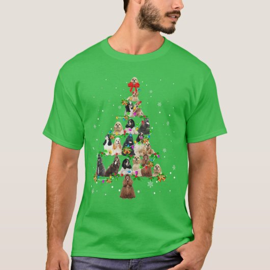 Amerikaanse Cocker Spaniel Kerstboom Kerstcadeau v T-shirt (Voorkant)
