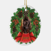 Amerikaanse Cocker Spaniel Kerstfeestdag Wreate Keramisch Ornament (Rechts)