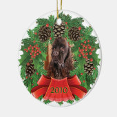 Amerikaanse Cocker Spaniel Kerstfeestdag Wreate Keramisch Ornament (Links)