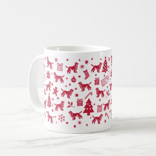 Amerikaanse Cocker Spaniel kerstontwerp Koffiemok (Voorkant links)