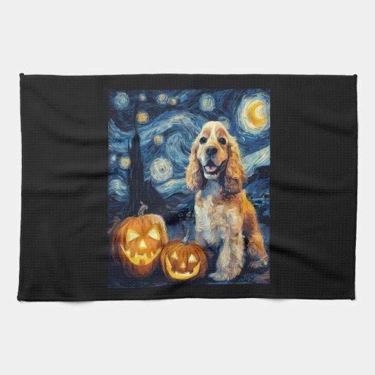 Amerikaanse Cocker Spaniel Lieve Hond Halloween Ja Theedoek (Horizontaal)