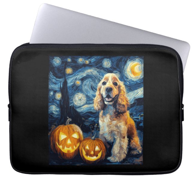 Amerikaanse Cocker Spaniel Mooie Hond Halloween Ja Laptop Sleeve (Voorkant)