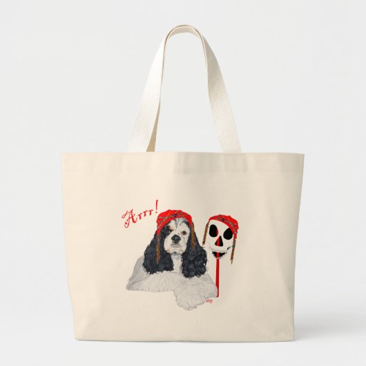 Amerikaanse Cocker Spaniel Piraat Grote Tote Bag (Voorkant)