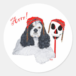 Amerikaanse Cocker Spaniel Piraat Ronde Sticker