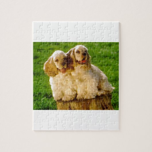 Amerikaanse Cocker Spaniel-Puppies op een pomp Legpuzzel (Verticaal)