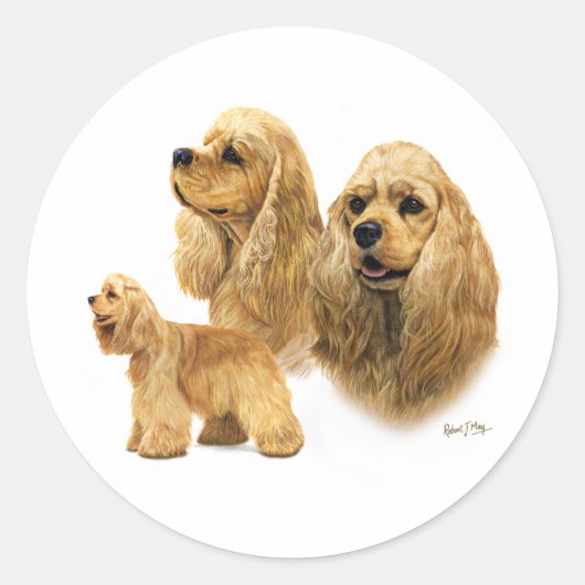 Amerikaanse Cocker Spaniel Ronde Sticker (Voorkant)