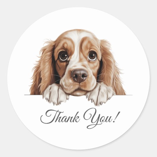 Amerikaanse Cocker Spaniel Schattigee hond Dank u Ronde Sticker (Voorkant)