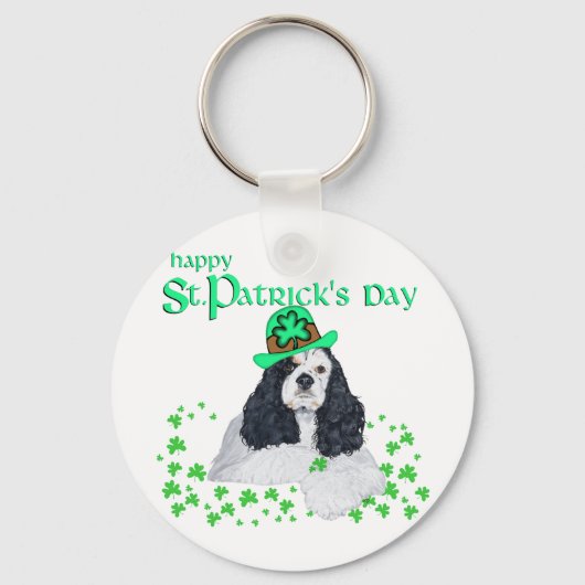 Amerikaanse Cocker Spaniel St. Patrick's Day Sleutelhanger (Voorkant)