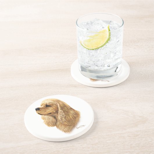 Amerikaanse Cocker Spaniel Zandsteen Onderzetter (Zijkant)
