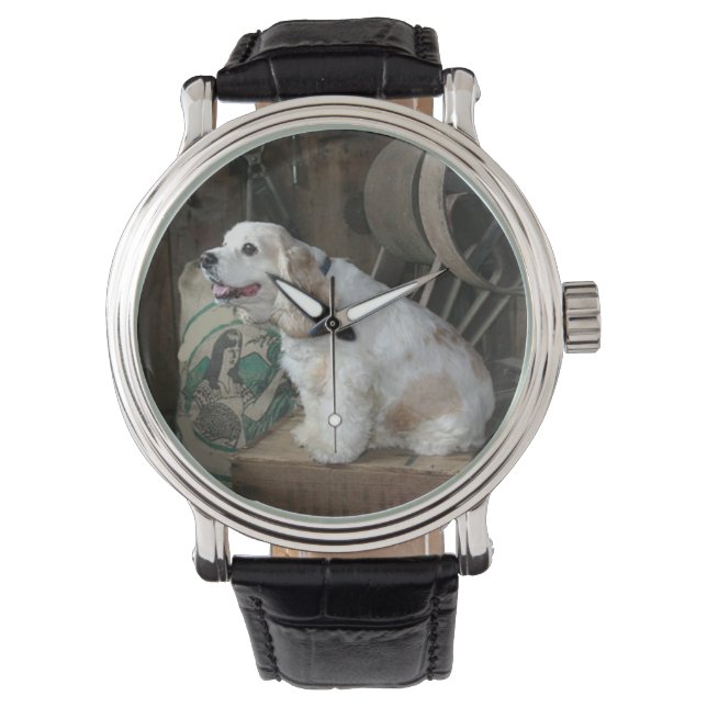 amerikaanse cocker spaniel zittend horloge (Voorkant)