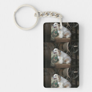 Amerikaanse cocker spaniel zittend sleutelhanger