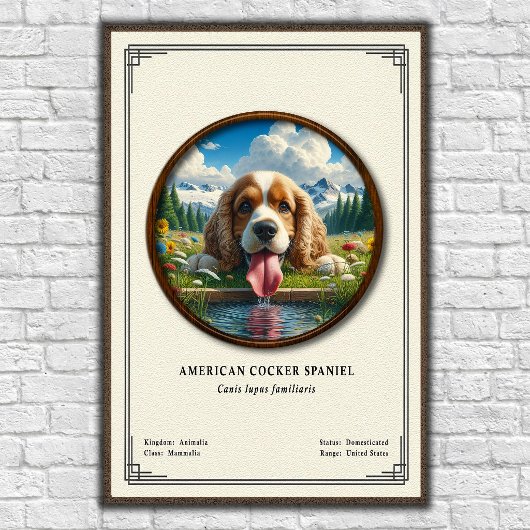 Amerikaanse Cocker Spaniel Zoölogie Serie Poster