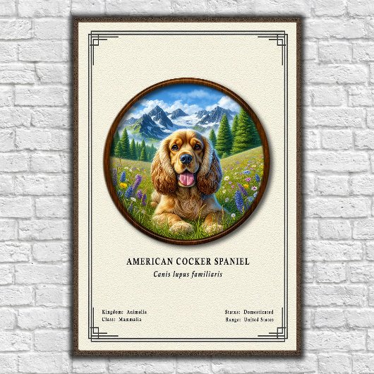 Amerikaanse Cocker Spaniel Zoologie Serie Poster