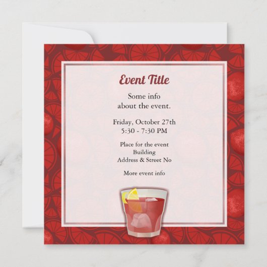 Amerikaanse cocktail kaart (Achterkant)