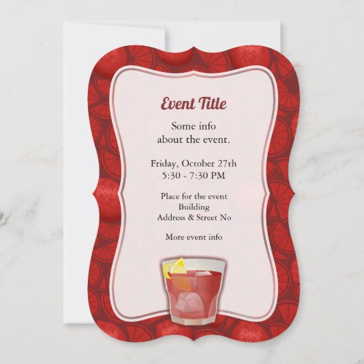 Amerikaanse cocktail kaart (Achterkant)