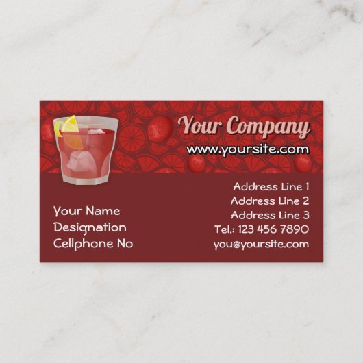 Amerikaanse cocktail visitekaartje (Voorkant)