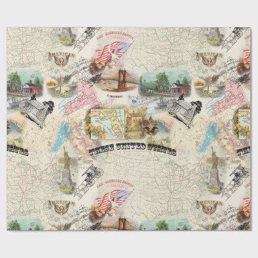 Amerikaanse collage Cadeaupapier (Vlak)