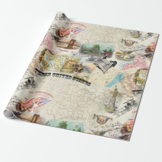  Amerikaanse collage Cadeaupapier (Uitgerold)
