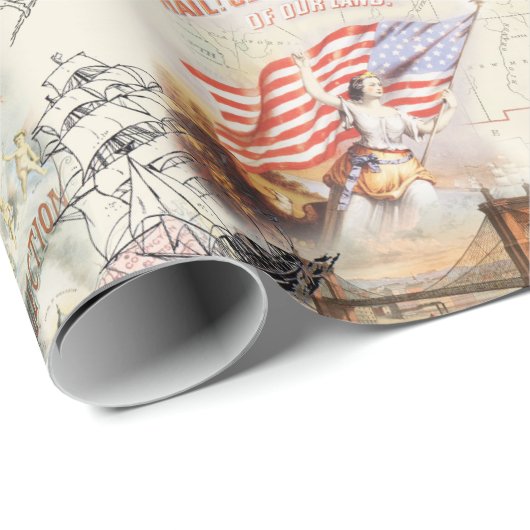  Amerikaanse collage Cadeaupapier (Rol Hoek)