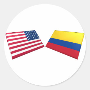 Amerikaanse & Colombiaanse vlaggen Ronde Sticker